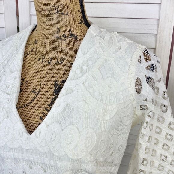 Alexia Admor Lace Front Bell Sleeve Sheath Dress Small Ivory White Half Sleeve - Picture 5 of 13